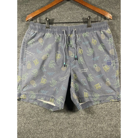 Party Pants Swim Party Pants Board Shorts Mens Large Blue Pineapple